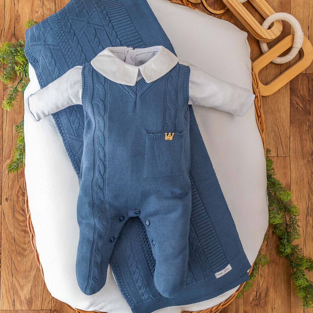   Saída de Maternidade Príncipe - Azul Jeans